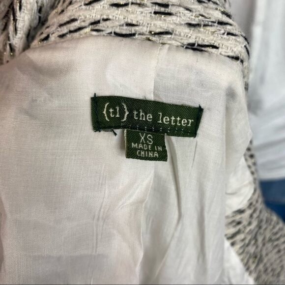 TL The Letter Moto Jacket White/Black/Gold Thread Zipper Wool Blend Size XS - Picture 12 of 12